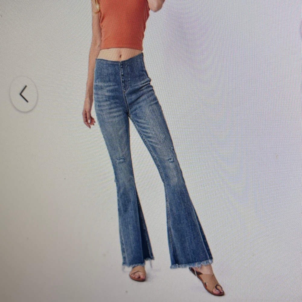 High rise pull on jeans
